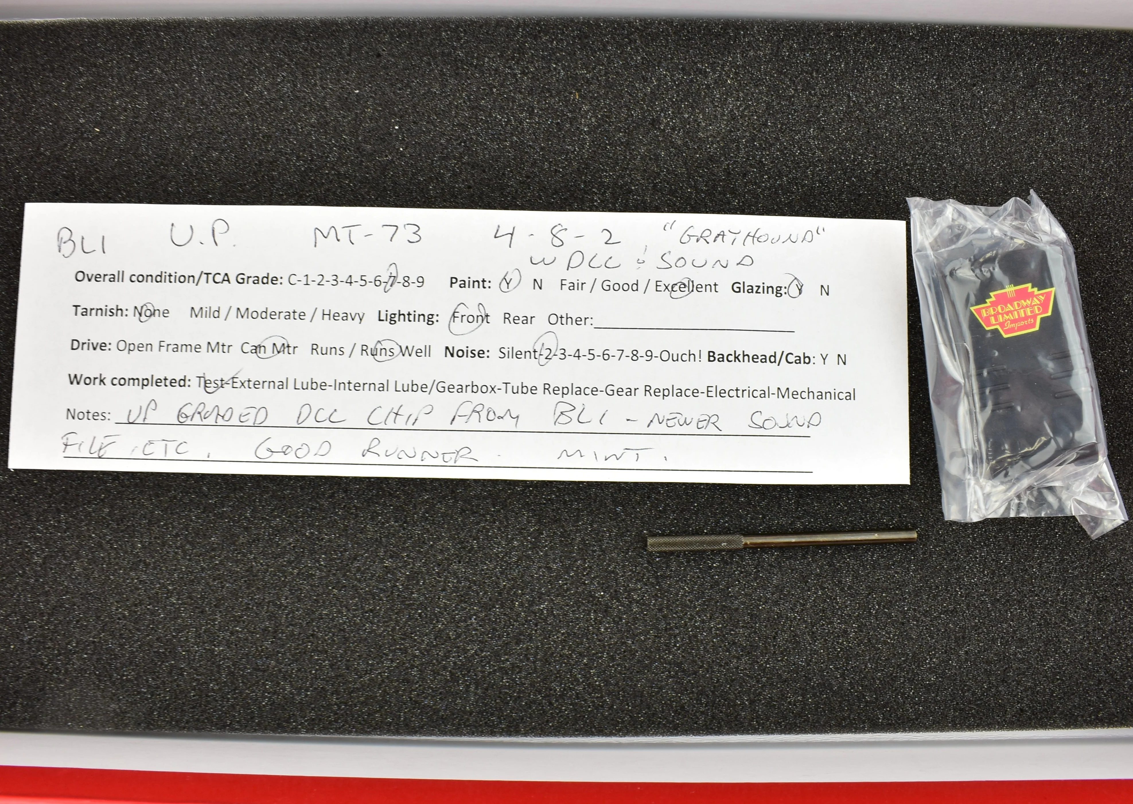 HO CON BLI - Broadway Limited Imports UP - Union Pacific MT-73 4-8-2 QSI DCC and Sound "Greyhound" - Image 19