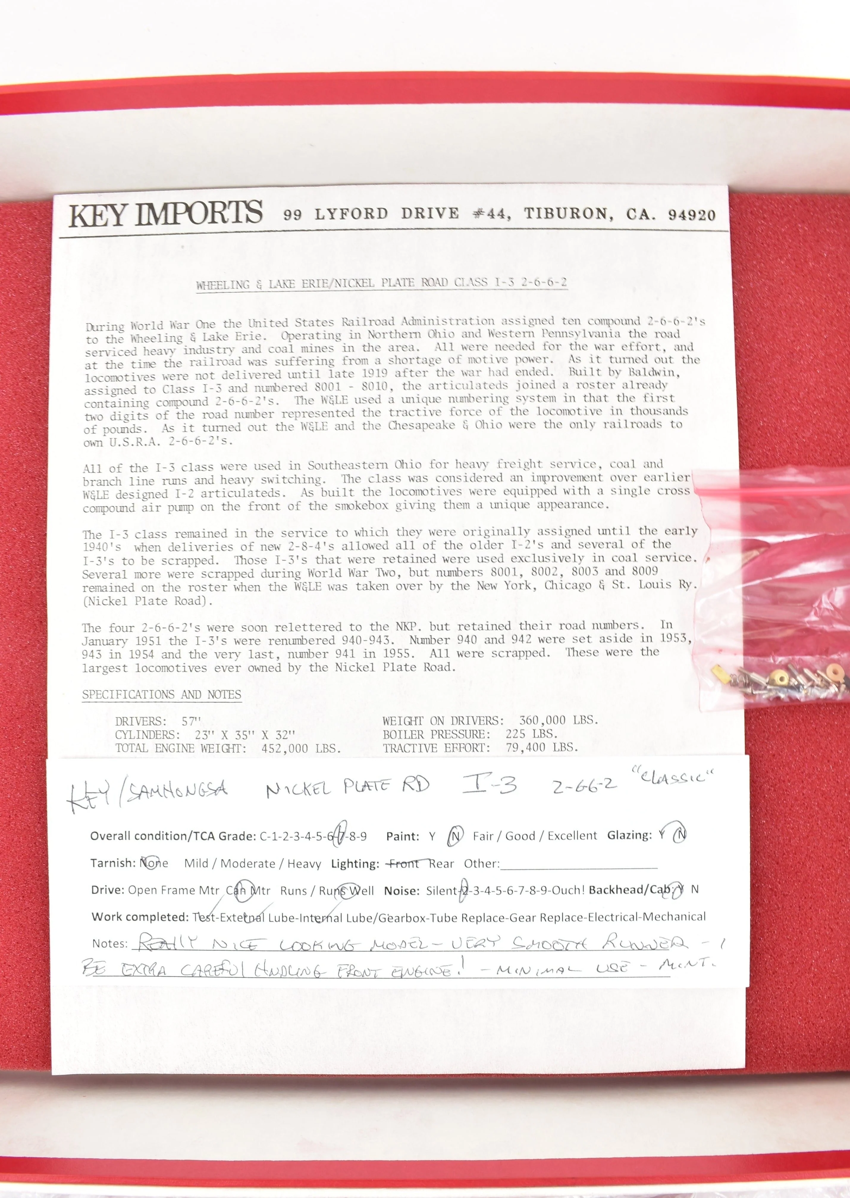 HO Brass CON Key Imports NKP - Nickel Plate Road or W&LE - Wheeling & Lake Erie I-3 Mallet USRA 2-6-6-2 - Image 24