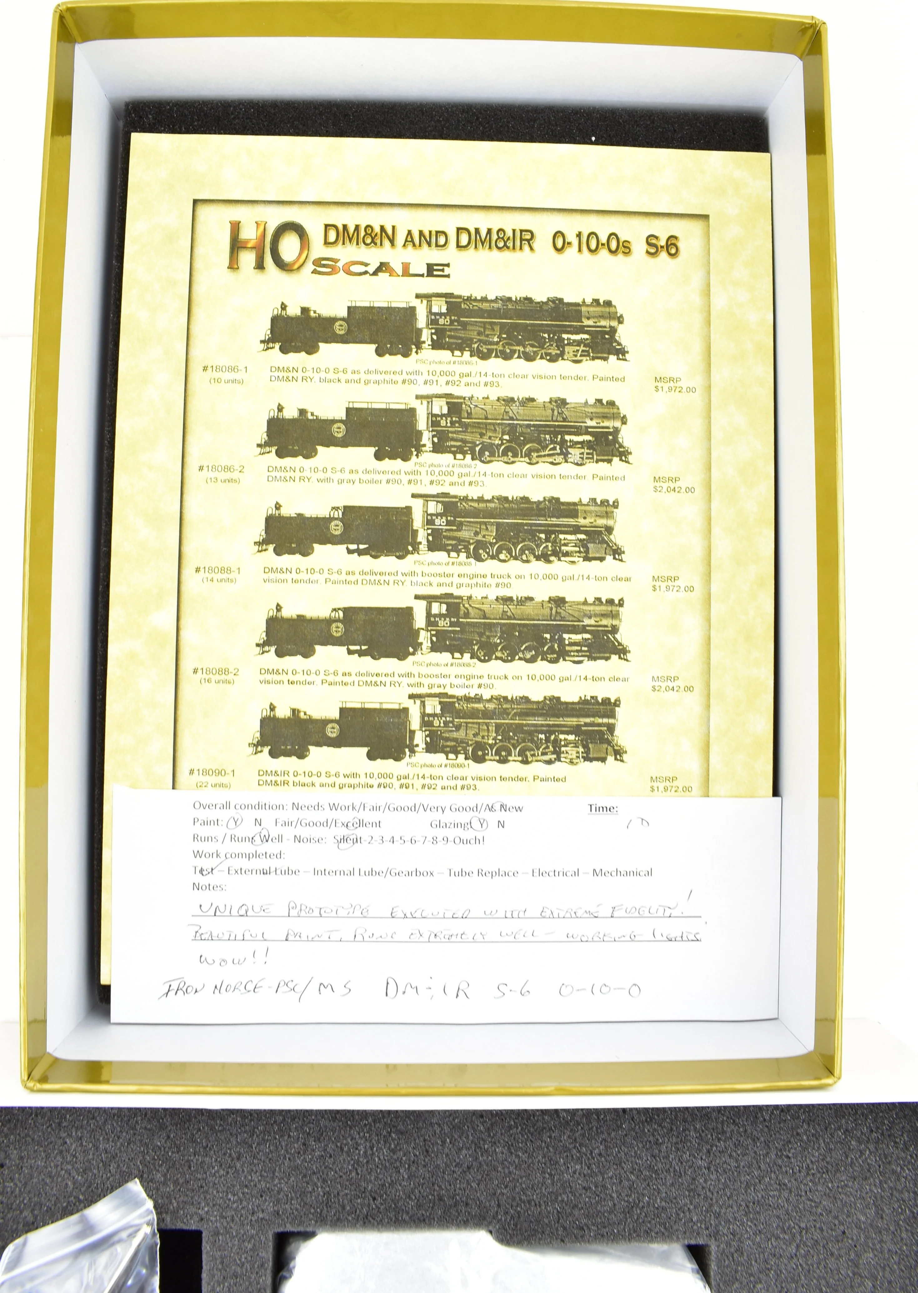 HO Brass CON PSC - Precision Scale Co. DM&IR S-6 0-10-0 Factory Painted #93 - Image 23