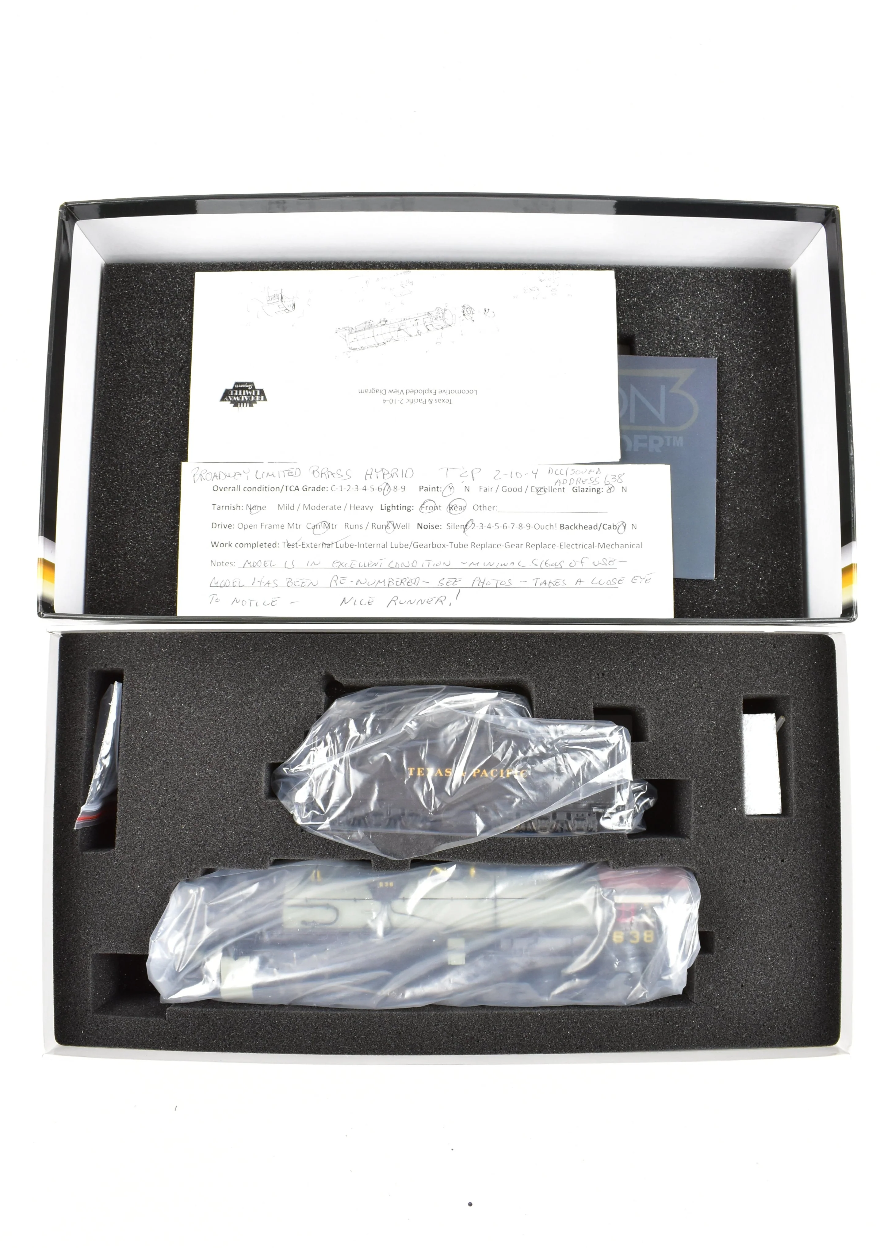 HO Brass Hybrid BLI - Broadway Limited Imports T&P - Texas & Pacific 2-10-4 FP DCC and Sound Re-Numbered #638 - Image 24