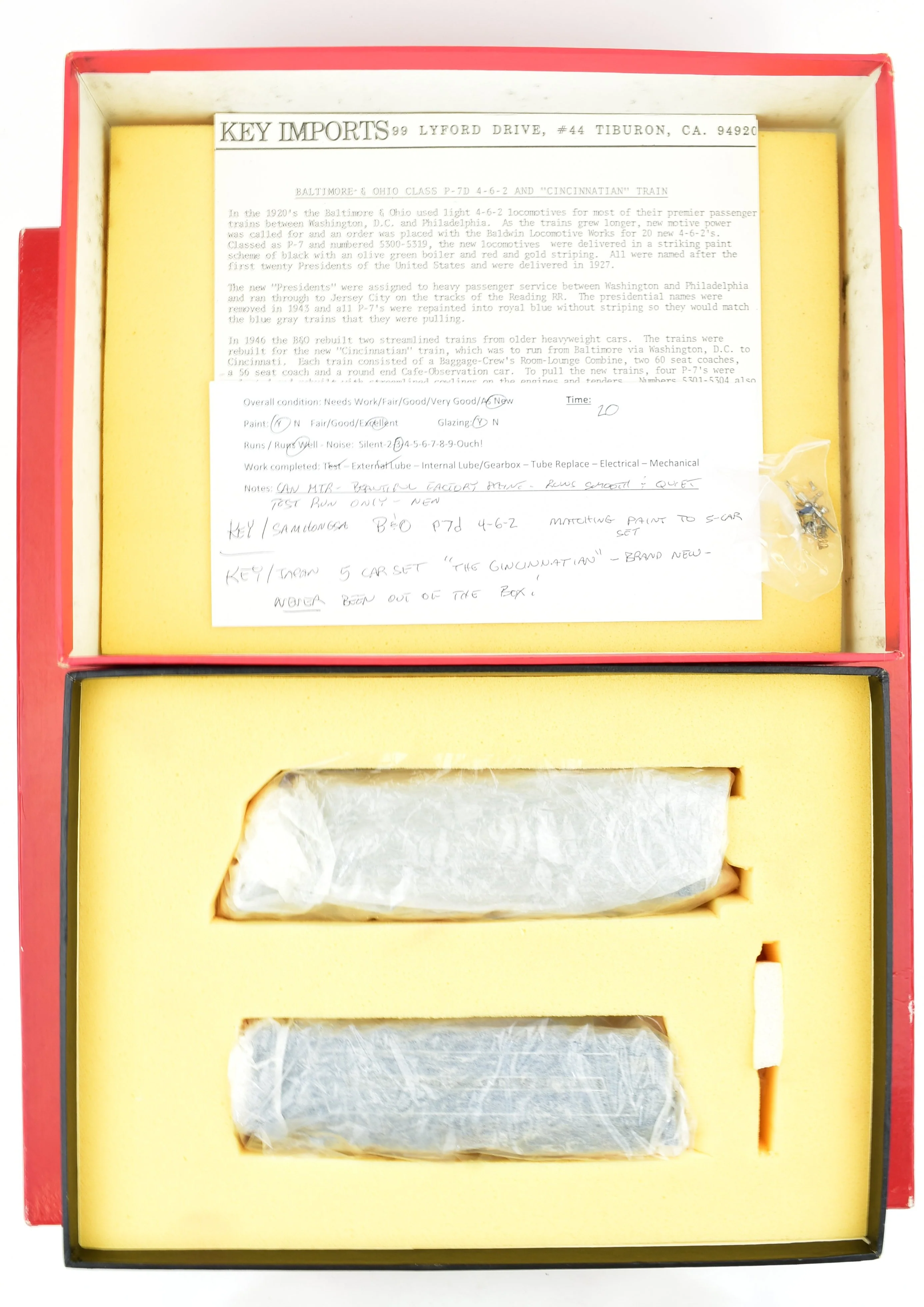 HO Brass Key Imports B&O - Baltimore & Ohio "Cincinnatian" P-7d and 5 Coach Train Set FP CS-22 - Image 36