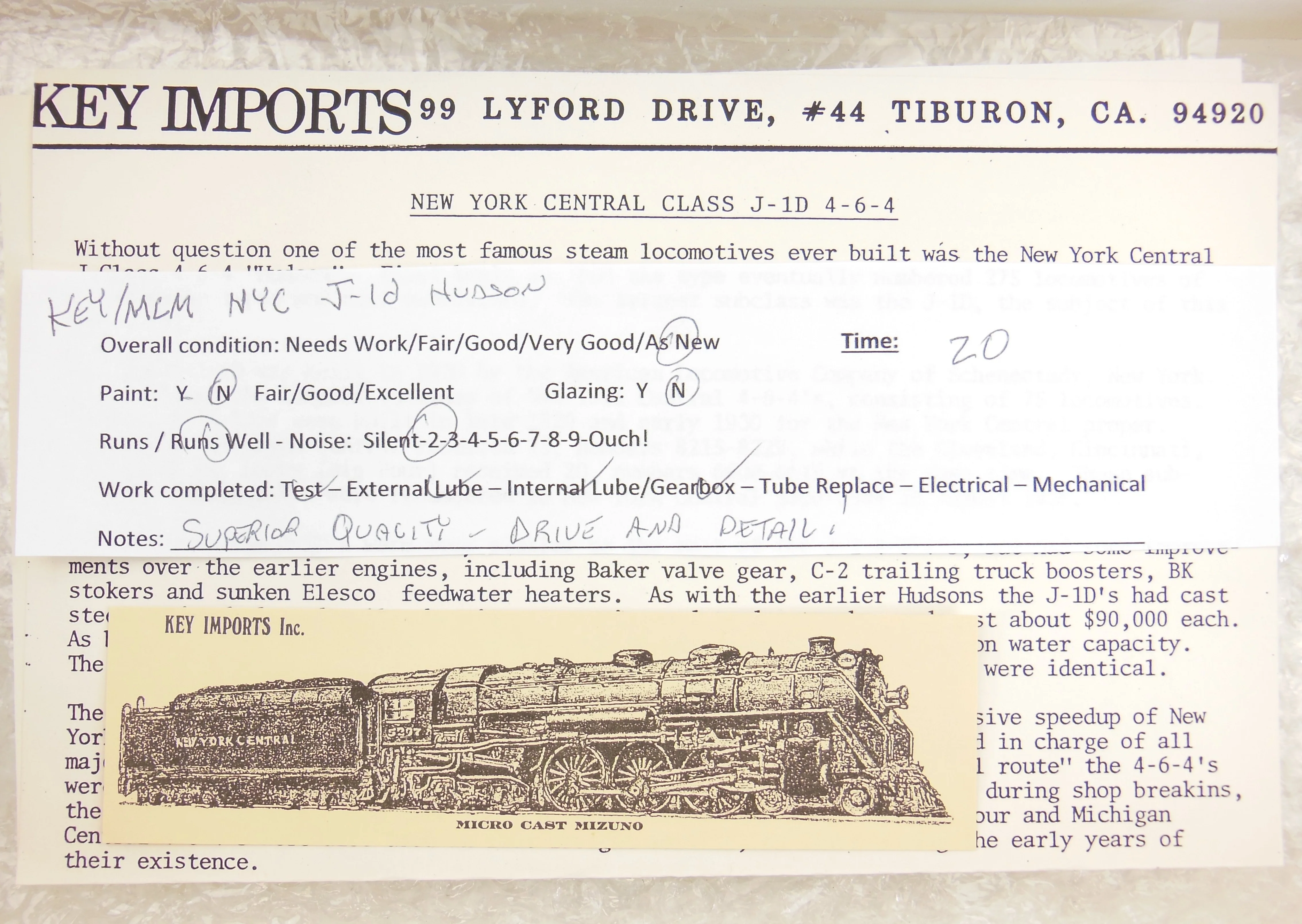 HO Brass Key Imports NYC - New York Central J-1d 4-6-4 Hudson - Image 18