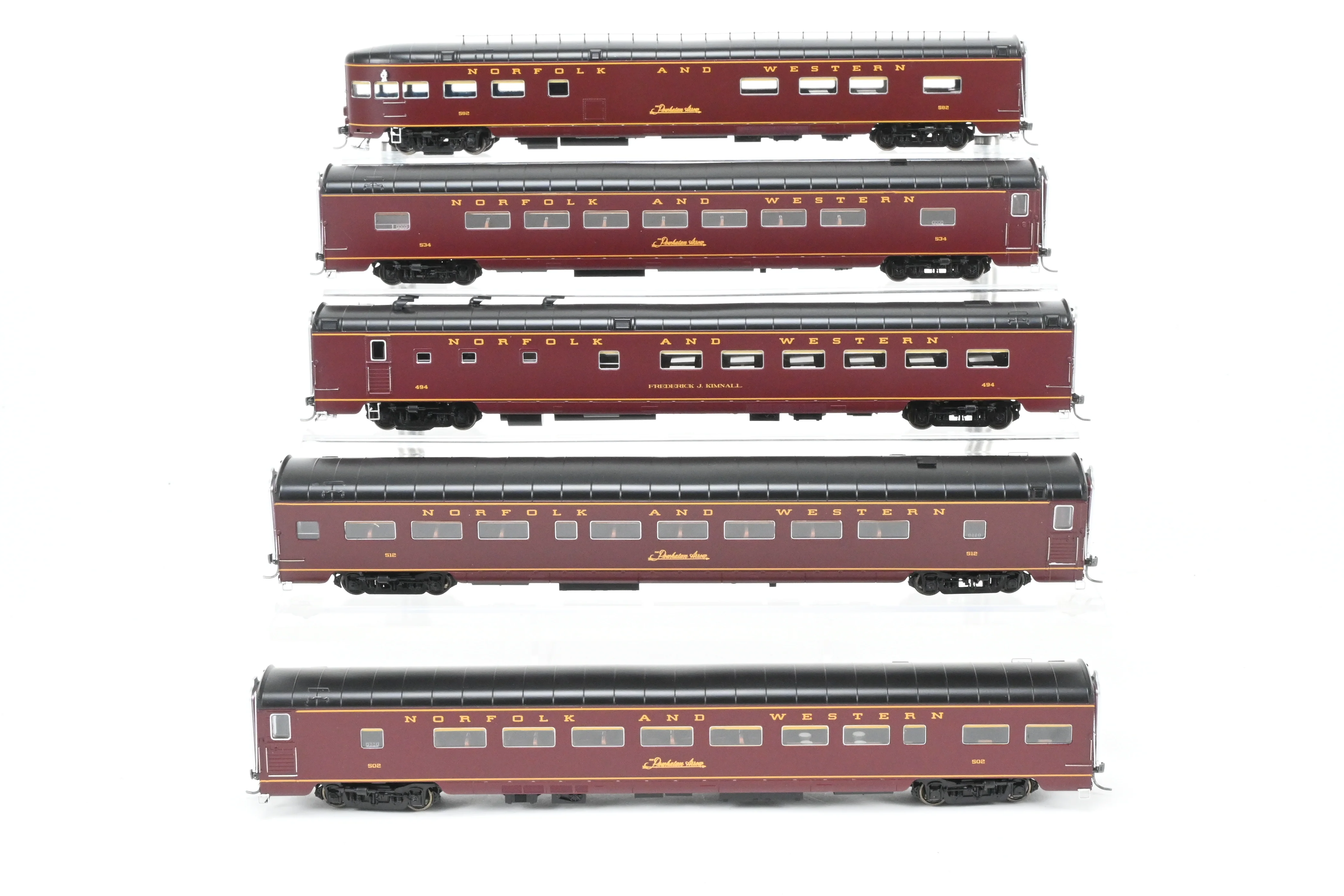 HO MTH - Mike's Train House N&W - Norfolk & Western "Powhattan Arrow" 5 Unit Passenger Car Set, Factory Decorated - Image 3