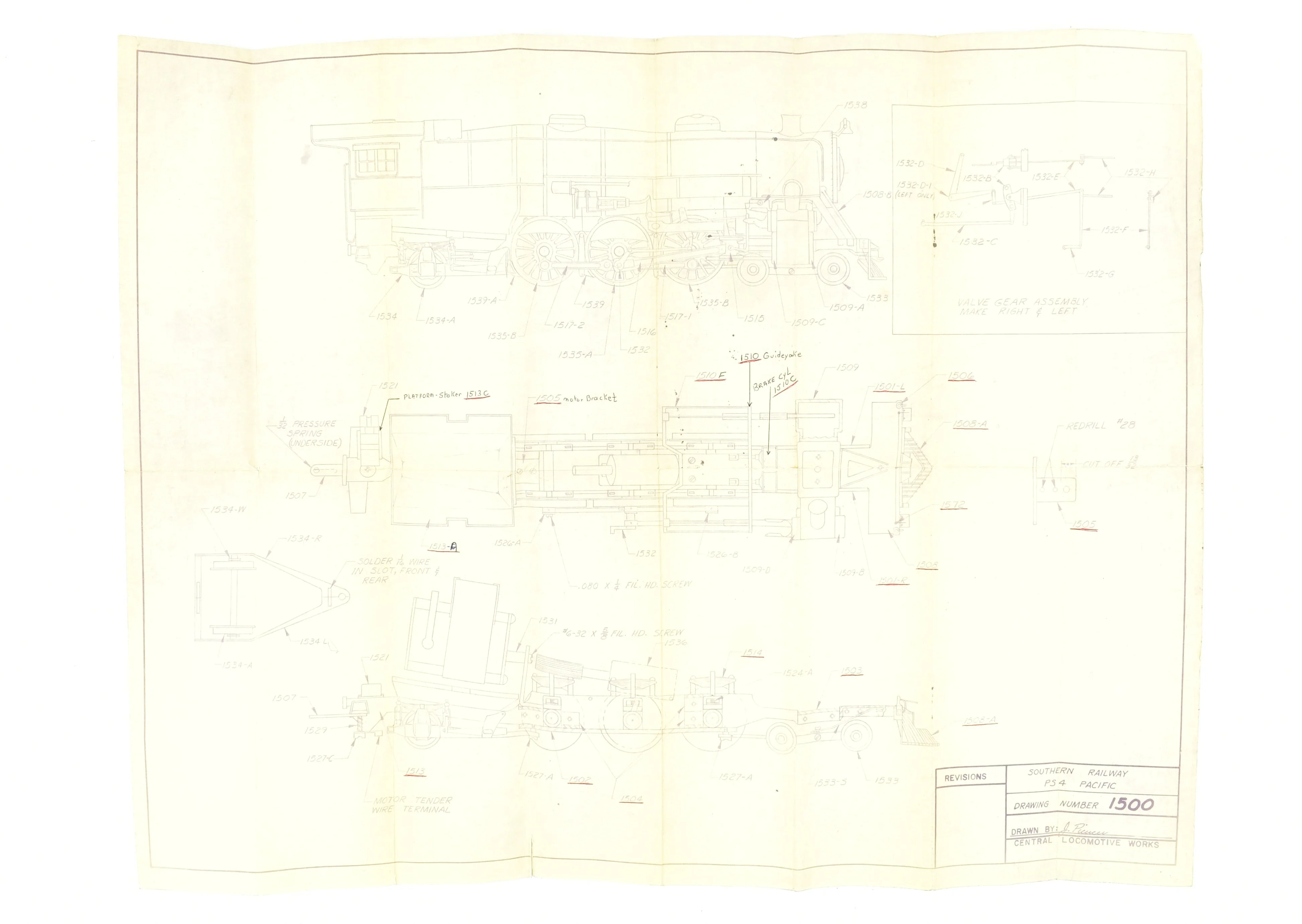 O Brass Central Locomotive Works SOU - Southern Railway PS-4 4-6-2 Pacific Kit Started AS-IS - Image 9